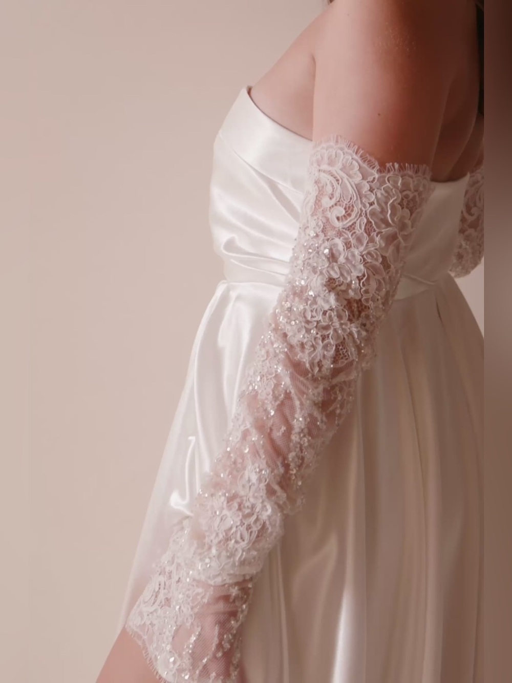 Grace Loves Lace Ivory Beaded Lace Bridal Opera Gloves